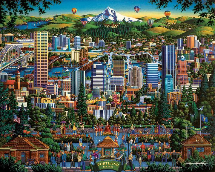 Portland City of Roses 1000 Piece Puzzle - Quick Ship - Puzzlicious.com