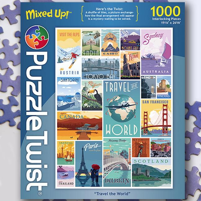 Travel the World 1000 Piece Puzzle Twist Jigsaw Puzzle - Quick Ship - Puzzlicious.com