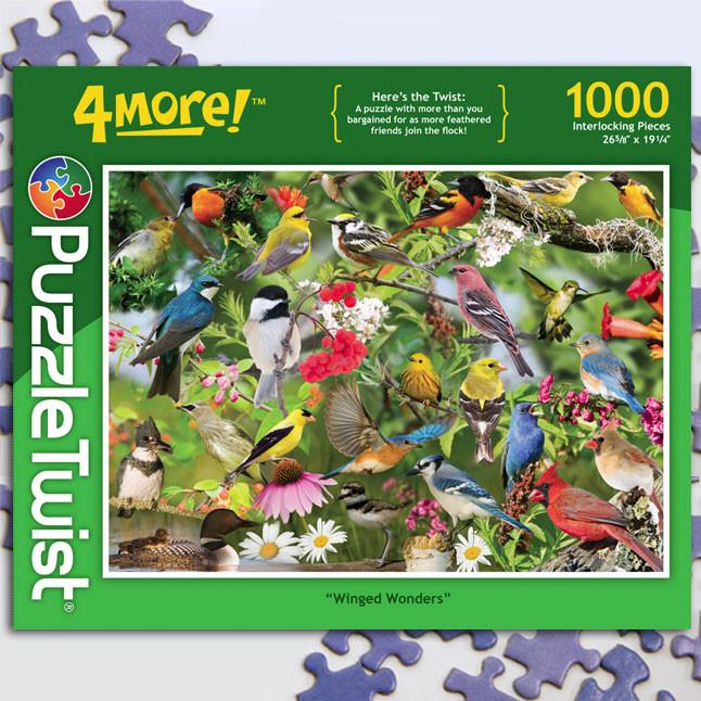 Winged Wonders 1000 Piece Puzzle Twist Jigsaw Puzzle - Quick Ship - Puzzlicious.com