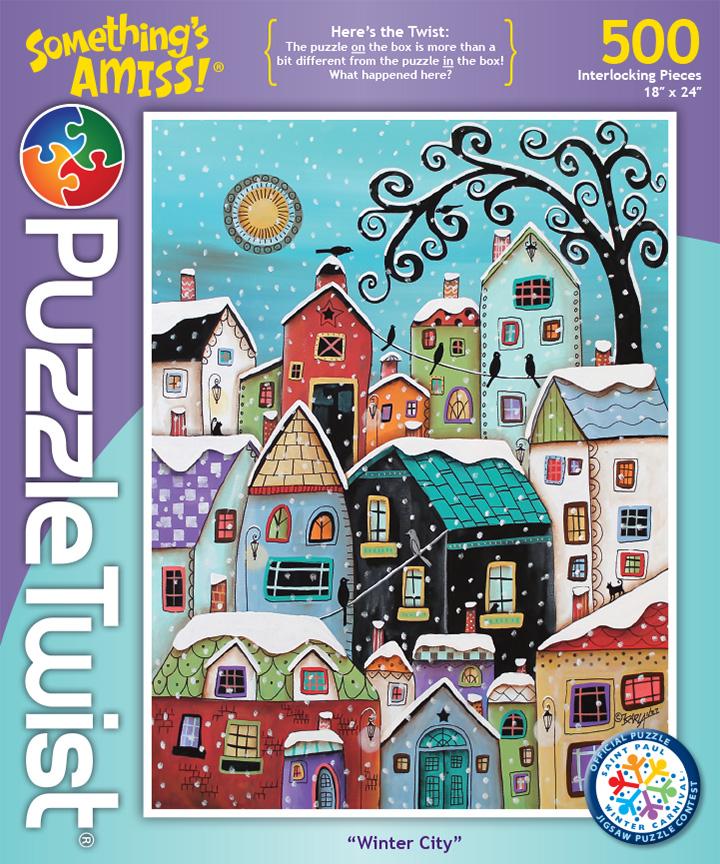 Winter City 500 Piece Puzzle Twist Jigsaw Puzzle - Quick Ship - Puzzlicious.com