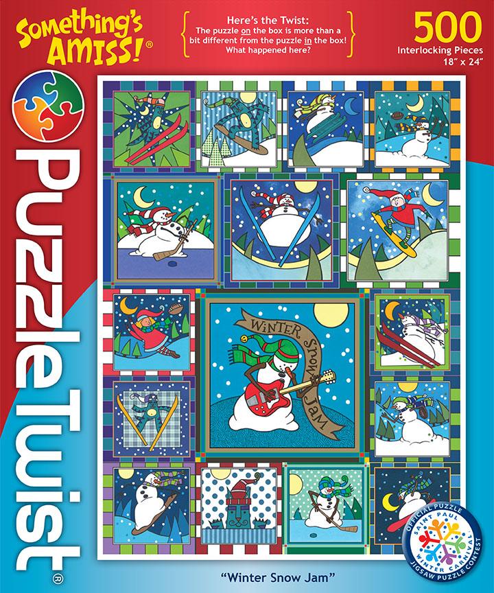 Winter Snow Jam 500 Piece Puzzle Twist Jigsaw Puzzle - Quick Ship - Puzzlicious.com