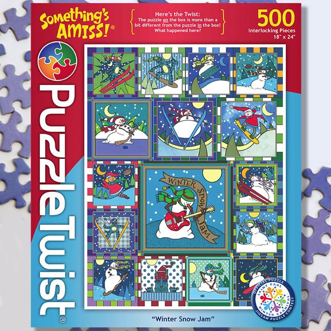 Winter Snow Jam 500 Piece Puzzle Twist Jigsaw Puzzle - Quick Ship - Puzzlicious.com