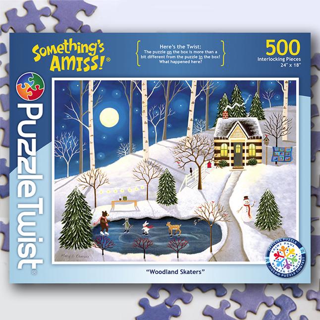 Woodland Skaters 500 Piece Puzzle Twist Jigsaw Puzzle - Quick Ship - Puzzlicious.com