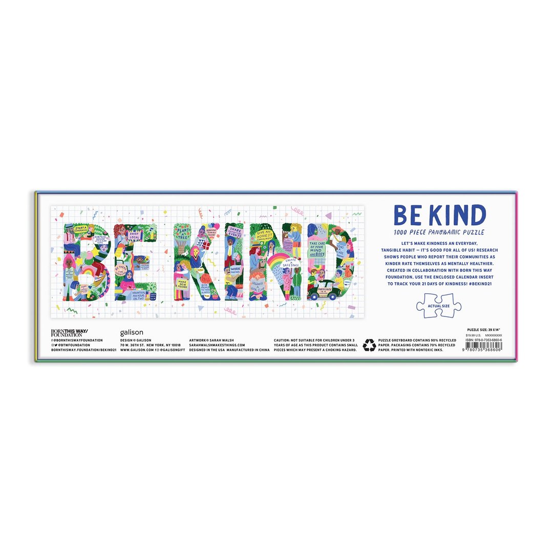 Be Kind 1000 Piece Panoramic Jigsaw Puzzle - Quick Ship - Puzzlicious.com