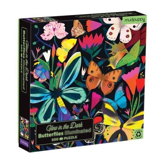 Glow in the Dark: Butterflies Illuminated 500 Piece Puzzle - Quick Ship - Puzzlicious.com