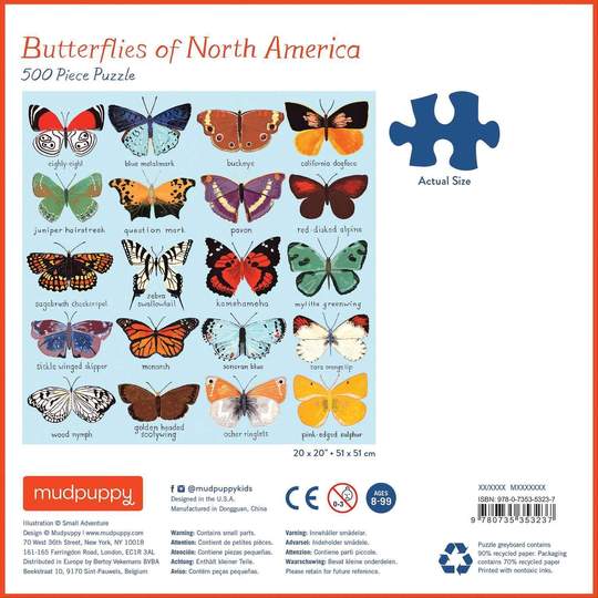 Butterflies of North America 500 Piece Family Puzzle - Quick Ship - Puzzlicious.com