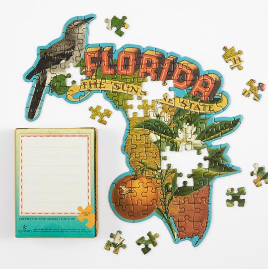 Wendy Gold's Florida Mini Shaped 100 Piece Jigsaw Puzzle - Quick Ship