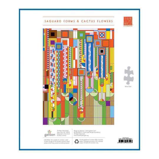 Frank Lloyd Wright Saguaro Cactus and Forms 1000 Piece Gold Foil Puzzle - Quick Ship - Puzzlicious.com
