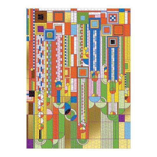 Frank Lloyd Wright Saguaro Cactus and Forms 1000 Piece Gold Foil Puzzle - Quick Ship - Puzzlicious.com