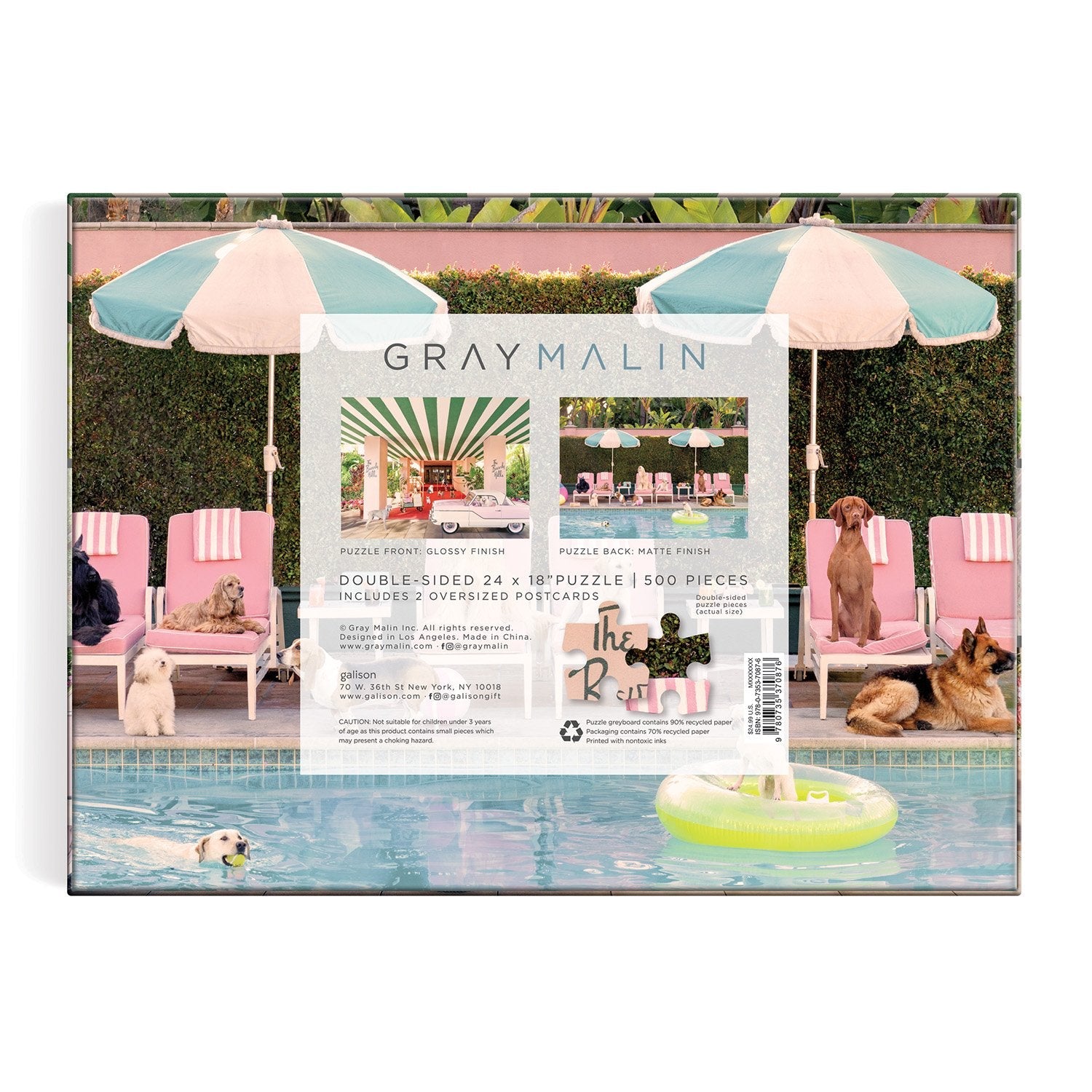 Gray Malin The Dogs at the Beverly Hills Hotel Double-Sided 500 Piece Jigsaw Puzzle