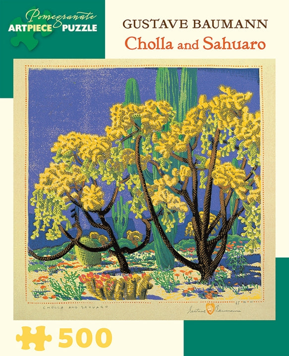 Gustave Baumann: Cholla and Sahuaro 500 Piece Jigsaw Puzzle - Quick Ship - Puzzlicious.com