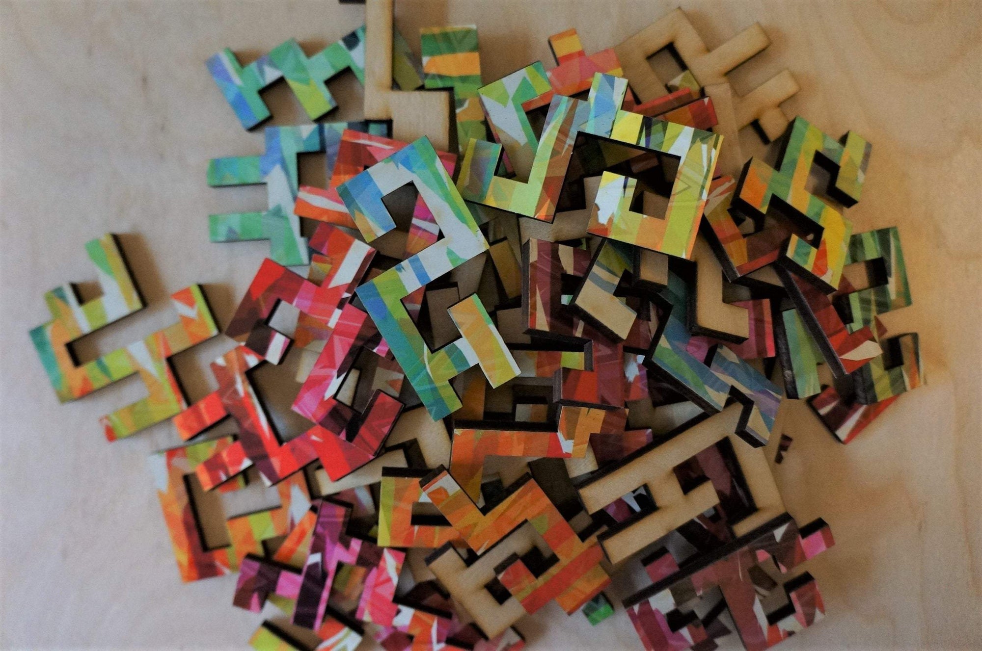 Geometric Style Wooden Puzzle - Designer Stripes 50 Piece Puzzle - Quick Ship - Puzzlicious.com