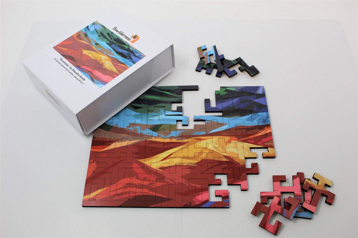 Geometric Style Wooden Puzzle - Mountains 50 Piece Puzzle - Quick Ship - Puzzlicious.com