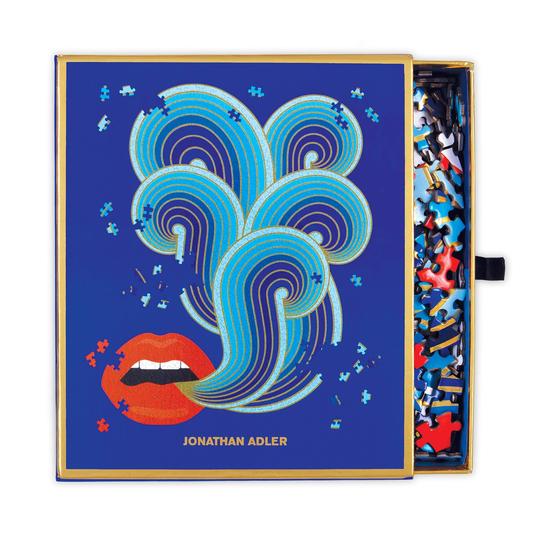 Jonathan Adler 750 Piece Lips Shaped Jigsaw Puzzle - Quick Ship - Puzzlicious.com
