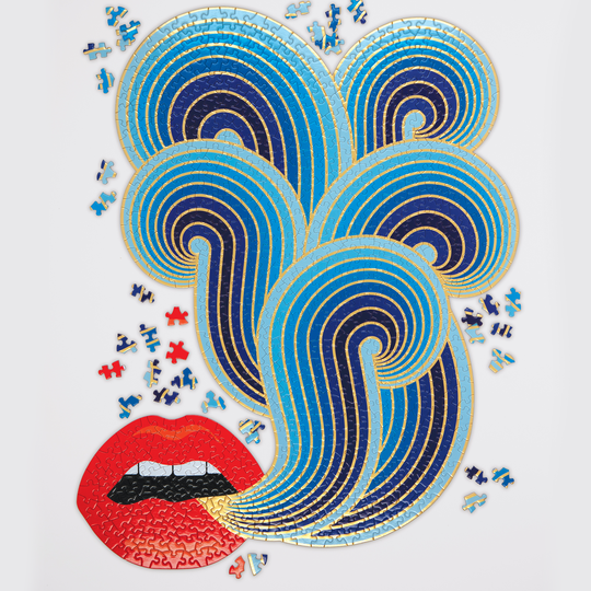 Jonathan Adler 750 Piece Lips Shaped Jigsaw Puzzle - Quick Ship - Puzzlicious.com