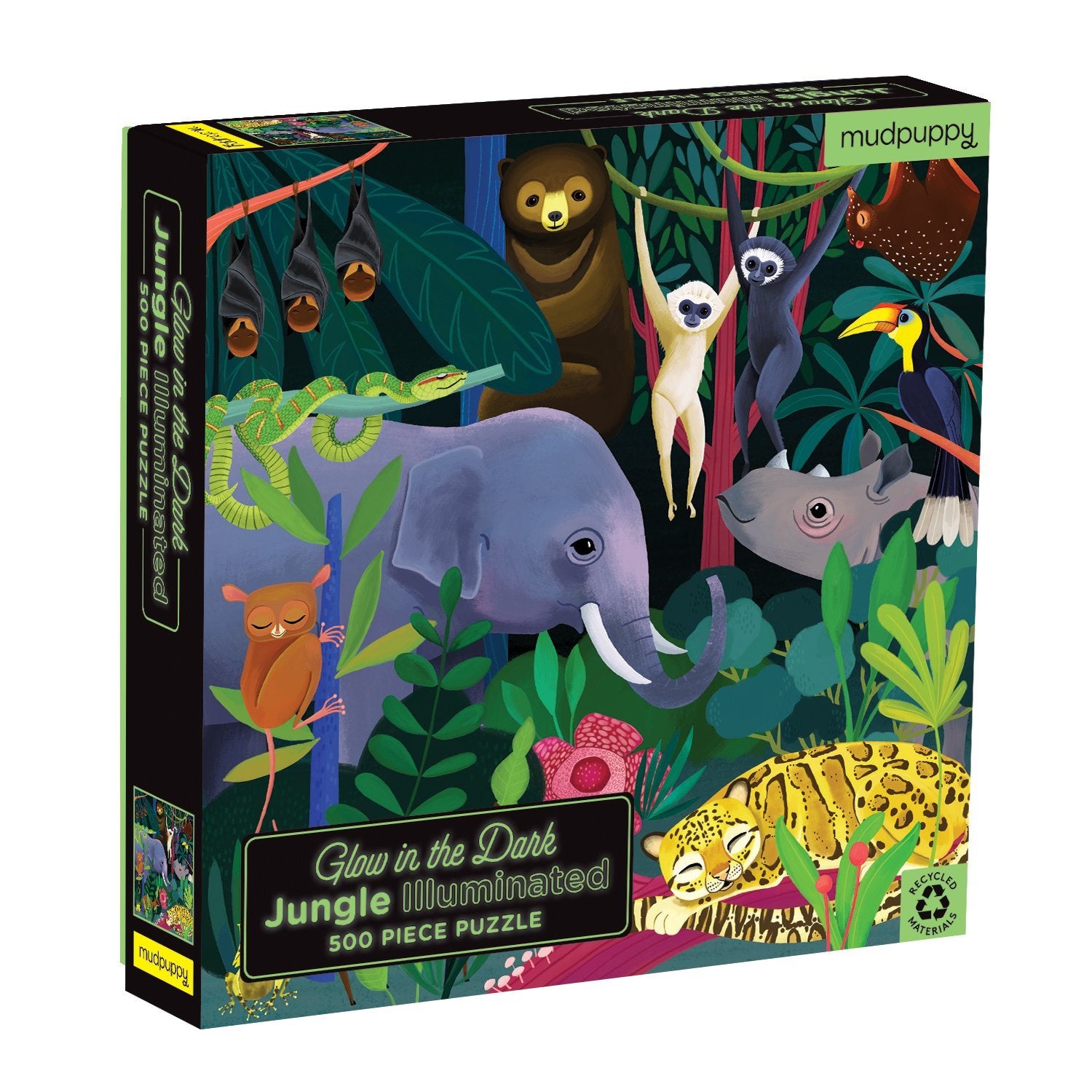 Glow in the Dark: Jungle Illuminated 500 Piece Puzzle - Quick Ship - Puzzlicious.com