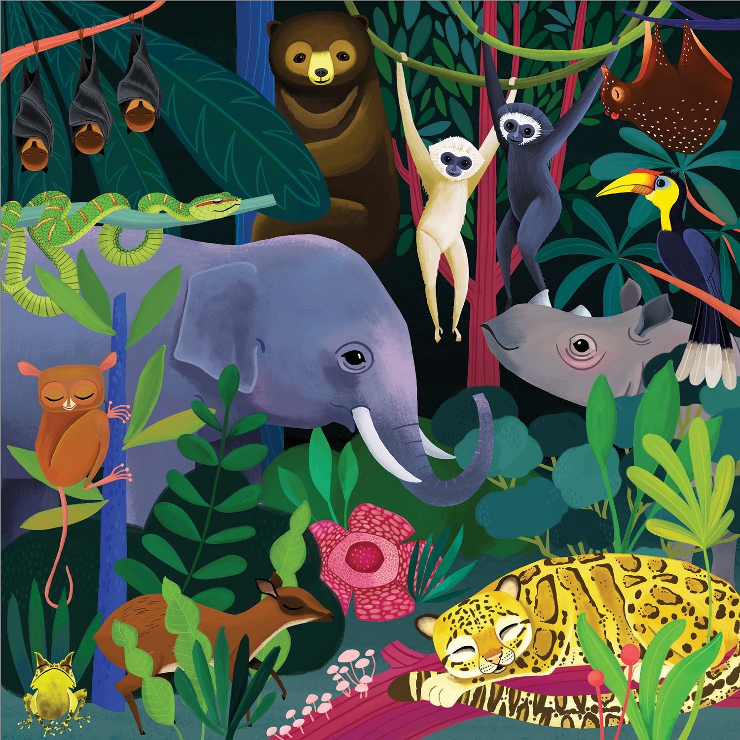Glow in the Dark: Jungle Illuminated 500 Piece Puzzle - Quick Ship - Puzzlicious.com