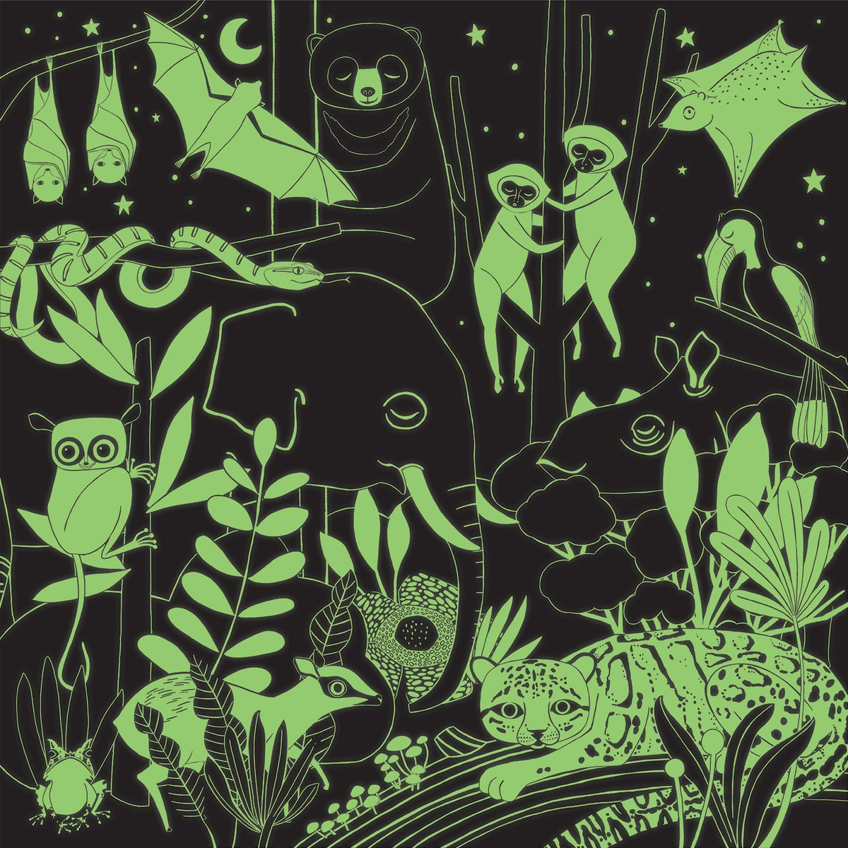 Glow in the Dark: Jungle Illuminated 500 Piece Puzzle - Quick Ship - Puzzlicious.com