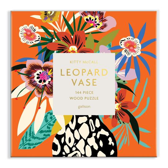 Kitty McCall Leopard Vase 144 Piece Wood Jigsaw Puzzle - Quick Ship