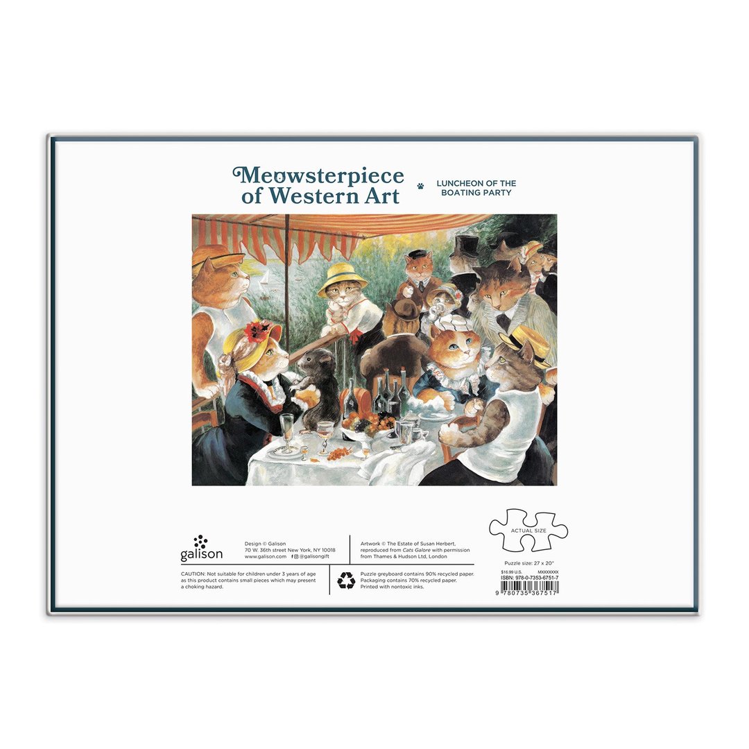 Luncheon of the Boating Party Meowsterpiece of Western Art 1000 Piece Jigsaw Puzzle - Quick Ship - Puzzlicious.com