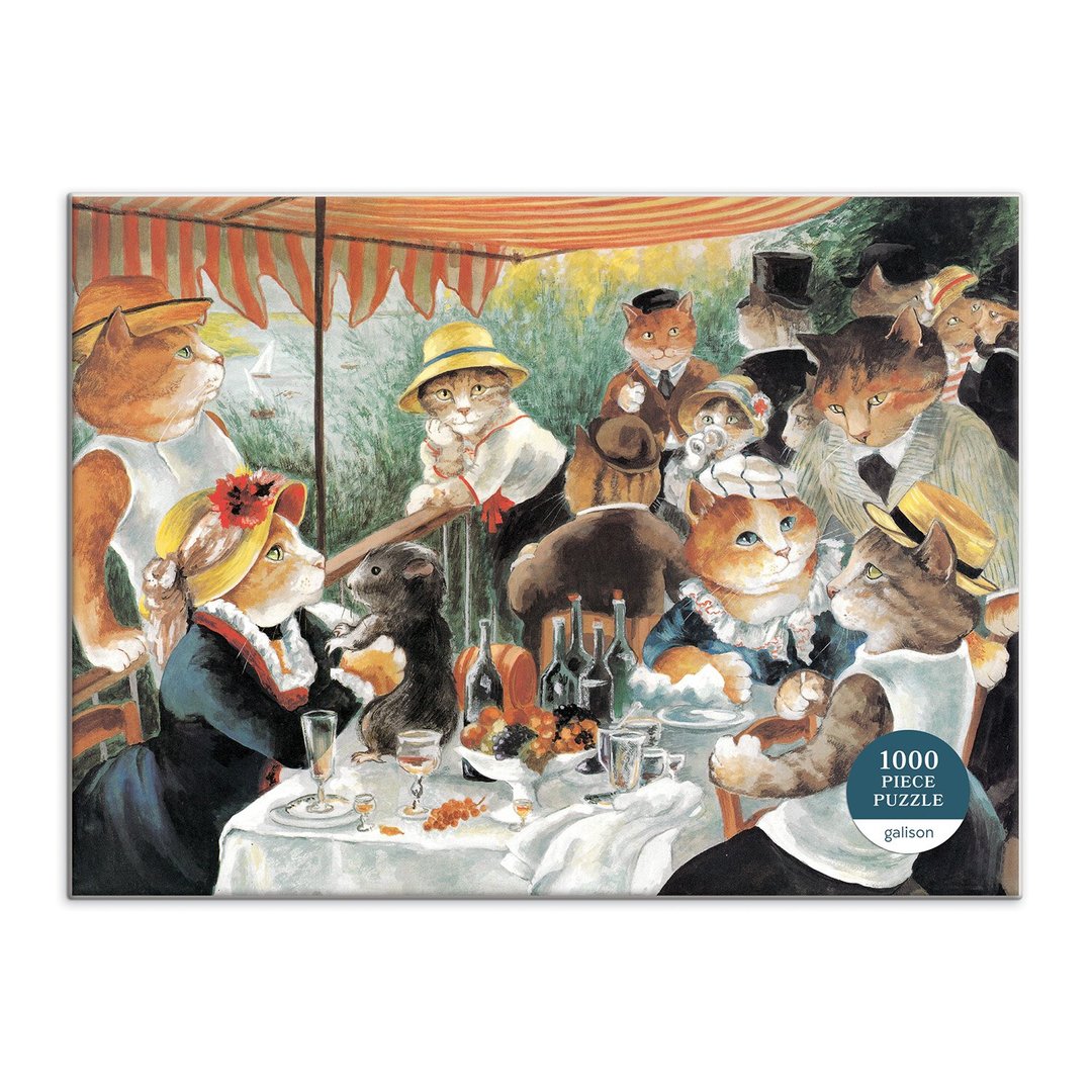 Luncheon of the Boating Party Meowsterpiece of Western Art 1000 Piece Jigsaw Puzzle - Quick Ship - Puzzlicious.com