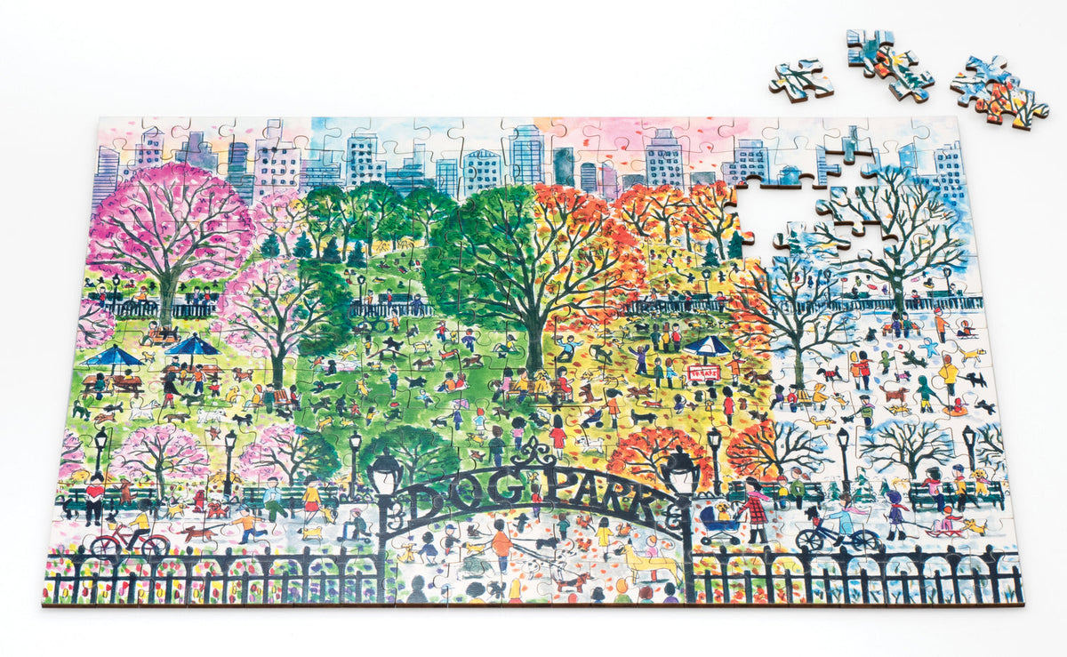 Michael Storrings Dog Park in Four Seasons 250 Piece Wood Puzzle