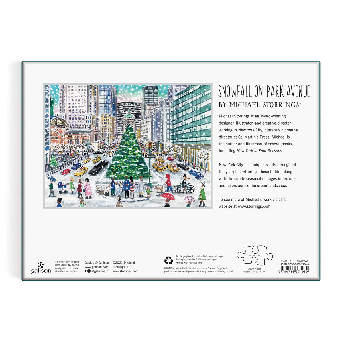 Michael Storrings Snowfall On Park Avenue 1000 Piece Puzzle
