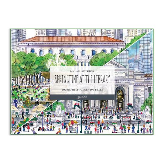 Michael Storrings Springtime at the Library 500 Piece Double-Sided Puzzle - Quick Ship