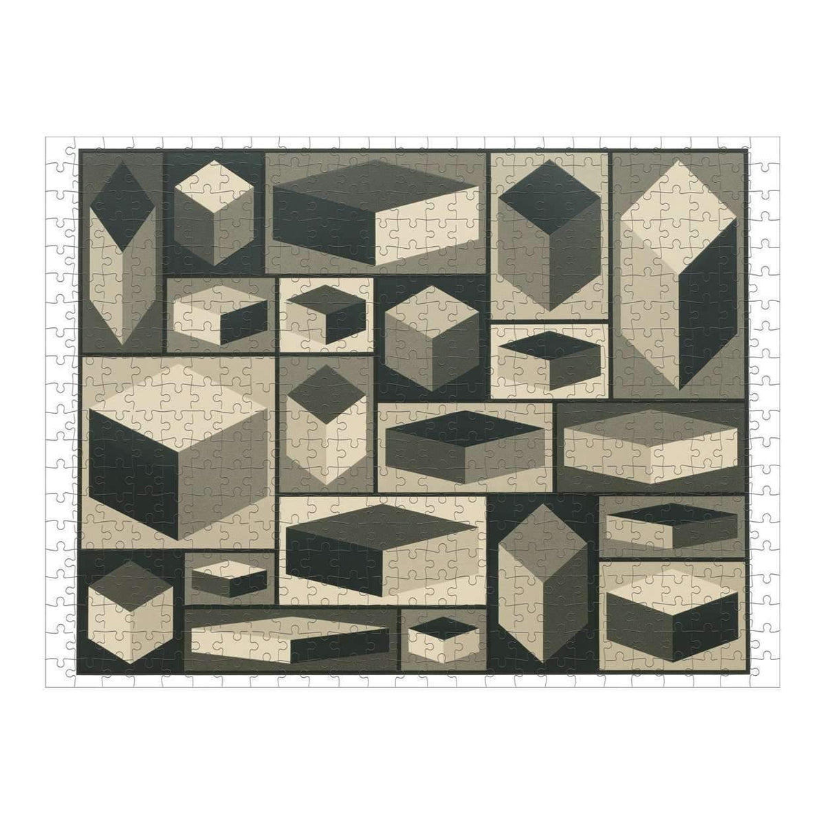 Distorted Cube Puzzle MOMA Sol Lewitt Distorted Cubes 2-Sided 500 Piece Puzzle - Quick Ship