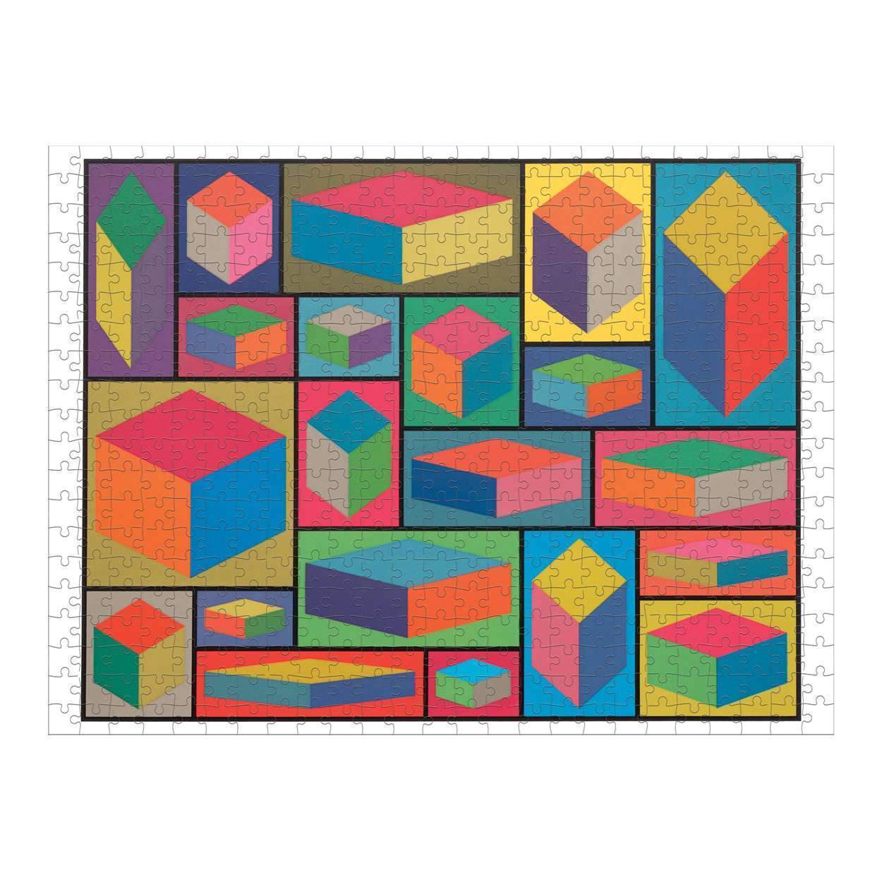 Distorted Puzzle MOMA Sol Lewitt Distorted Cubes 2-Sided 500 Piece Puzzle - Quick Ship