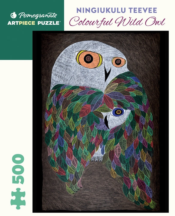 Ningeokuluk Teevee: Colourful Wild Owl 500 Piece Jigsaw Puzzle - Quick Ship - Puzzlicious.com