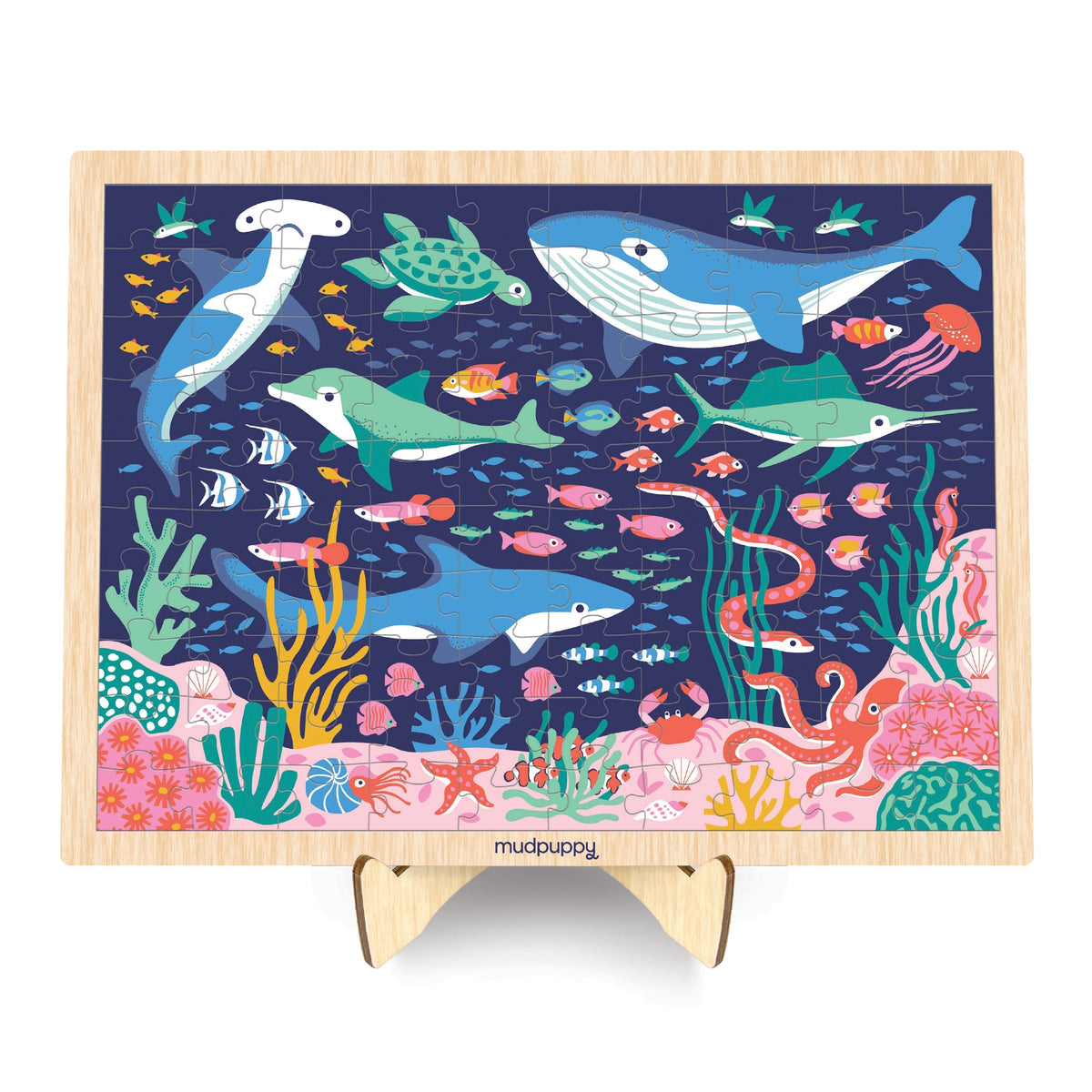Ocean Life 100 Piece Wood Puzzle with Display