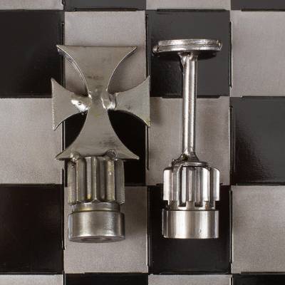 Unique Recycled Auto Part Chess Set, "Recycling Challenge" - Quick Ship - Puzzlicious.com