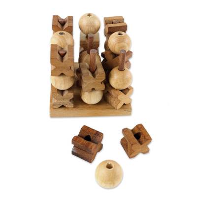 Handmade Wooden Game of 3D Tic Tac Toe - Puzzlicious.com