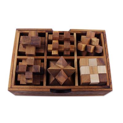Handcrafted Set of Six Wooden Puzzles - Quick Ship - Puzzlicious.com