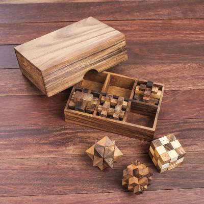 Handcrafted Set of Six Wooden Puzzles - Quick Ship - Puzzlicious.com