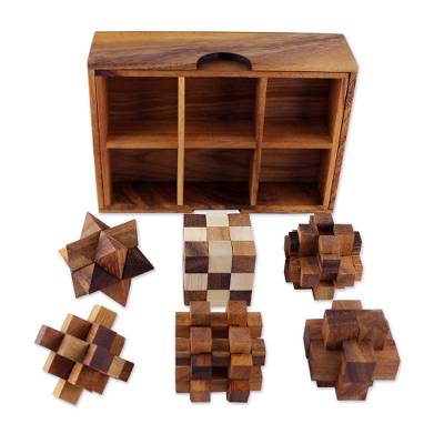 Handcrafted Set of Six Wooden Puzzles - Quick Ship - Puzzlicious.com
