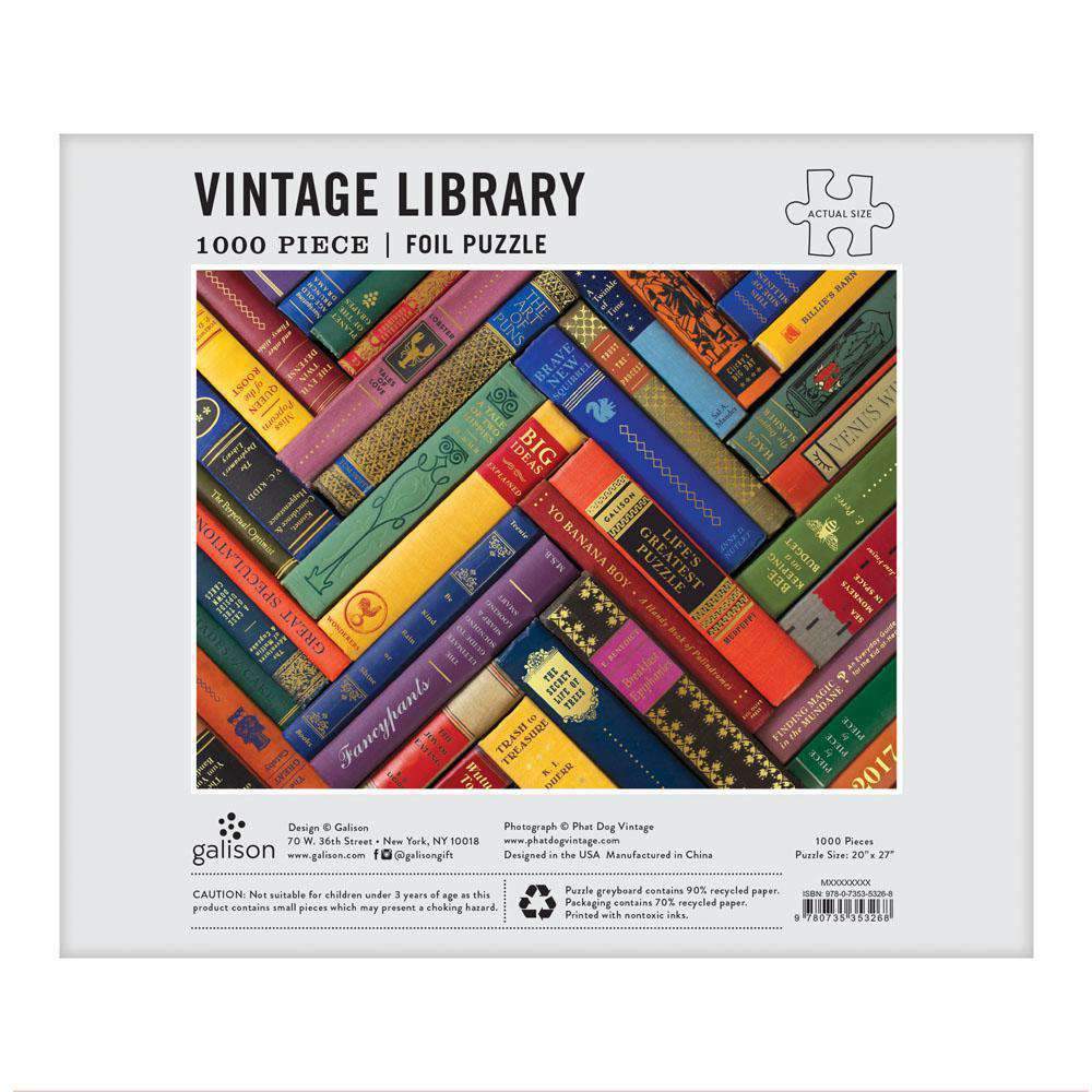 Phat Dog Vintage Library 1000 Piece Foil Stamped Puzzle - Quick Ship - Puzzlicious.com