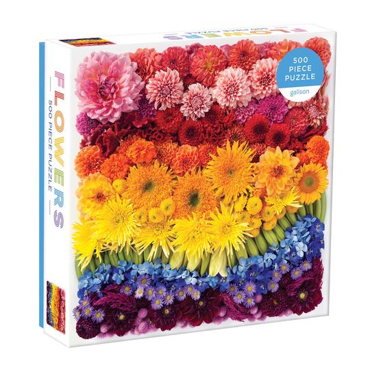 Rainbow Summer Flowers 500 Piece Jigsaw Puzzle - Quick Ship - Puzzlicious.com