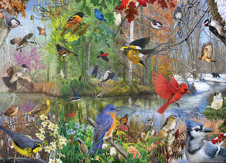 Birds of the Season 1000 Piece Puzzle - Quick Ship - Puzzlicious.com