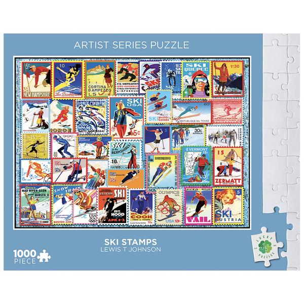 Ski Stamps 1000 Piece Puzzle - Quick Ship - Puzzlicious.com