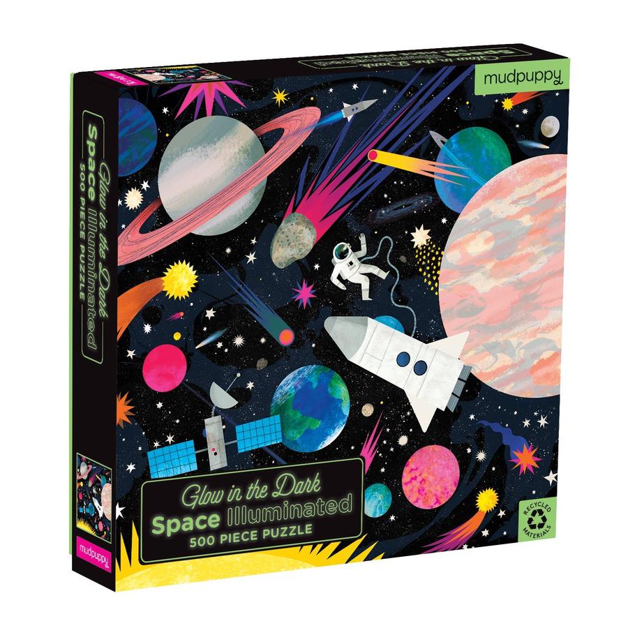 Glow in the Dark: Space Illuminated 500 Piece Puzzle - Quick Ship - Puzzlicious.com