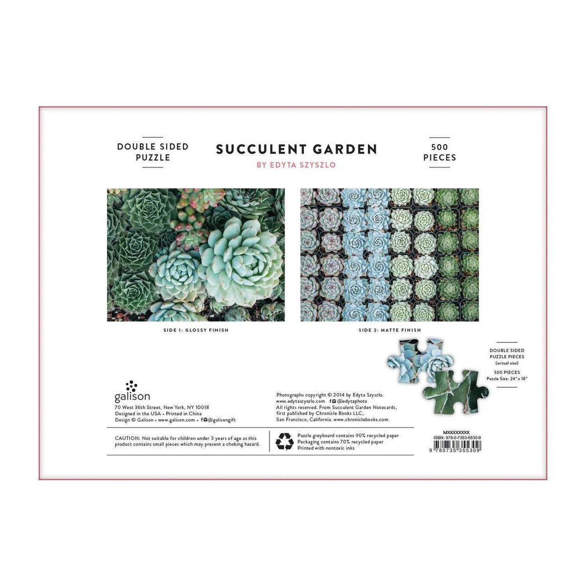 Succulent Garden 500 Piece Double-Sided Puzzle - Quick Ship - Puzzlicious.com