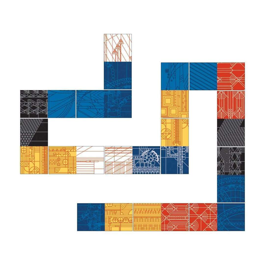 The Patterns of Frank Lloyd Wright Wooden Dominoes Set - Quick Ship - Puzzlicious.com
