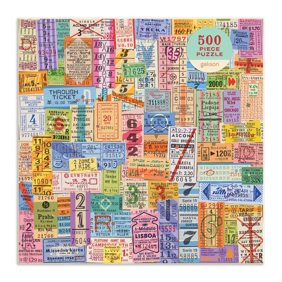 Troy Litten Vintage Travel Tickets 500 Piece Puzzle - Quick Ship - Puzzlicious.com