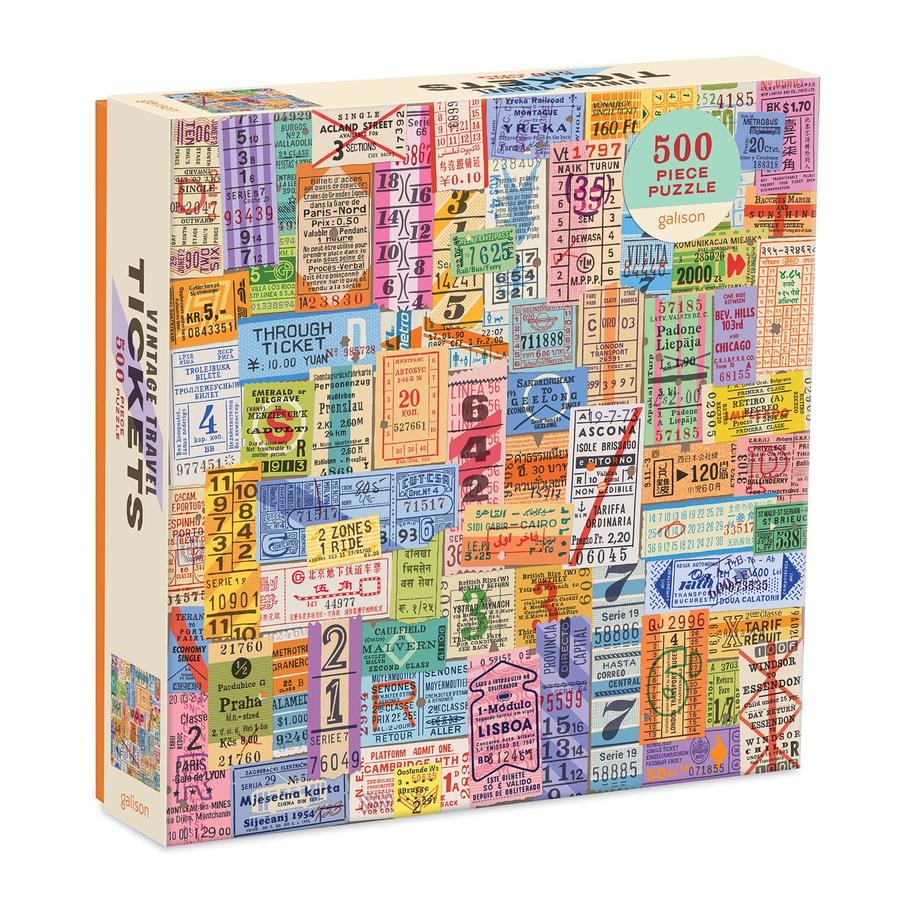 Troy Litten Vintage Travel Tickets 500 Piece Puzzle - Quick Ship - Puzzlicious.com