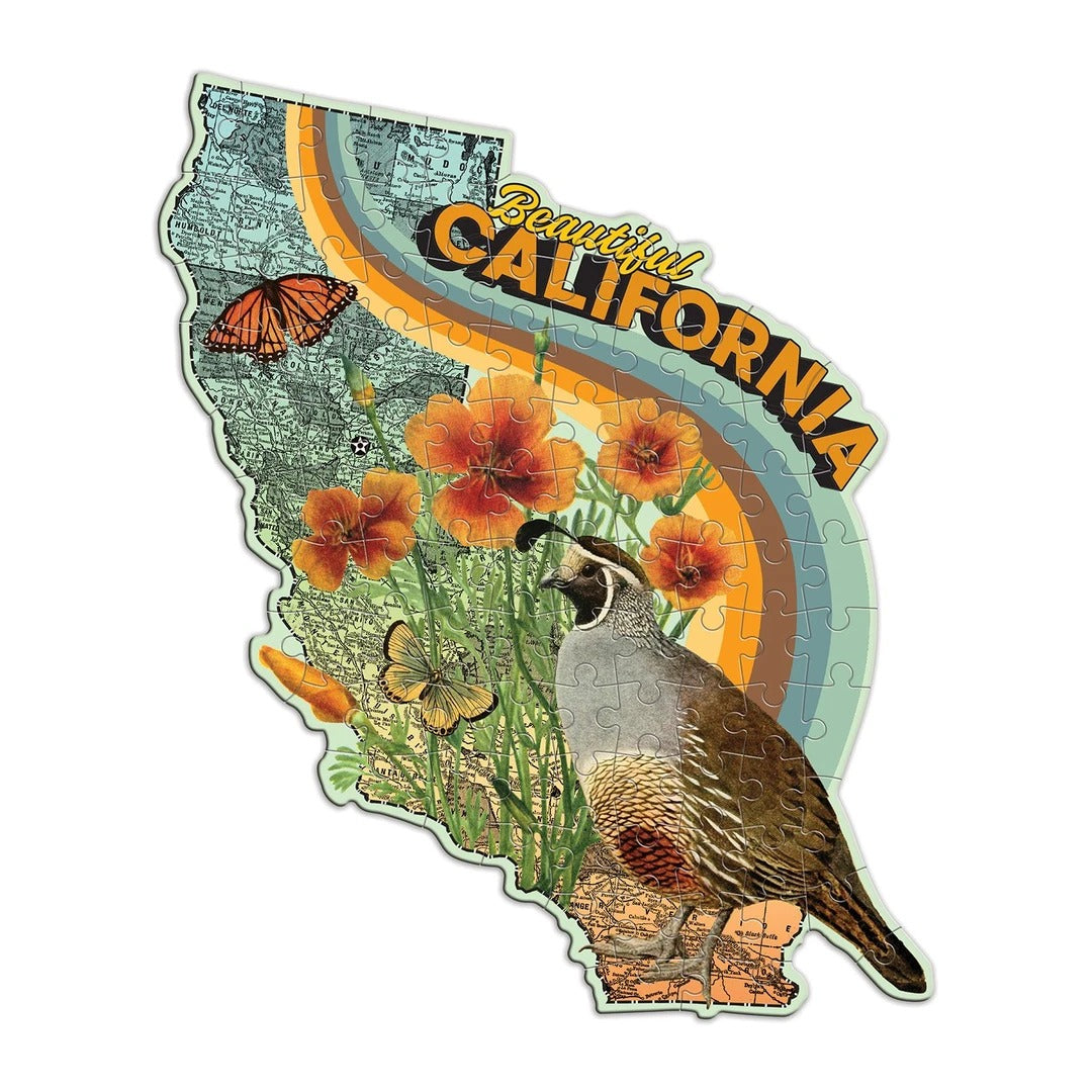 Wendy Gold's California Mini Shaped 100 Piece Jigsaw Puzzle - Quick Ship - Puzzlicious.com