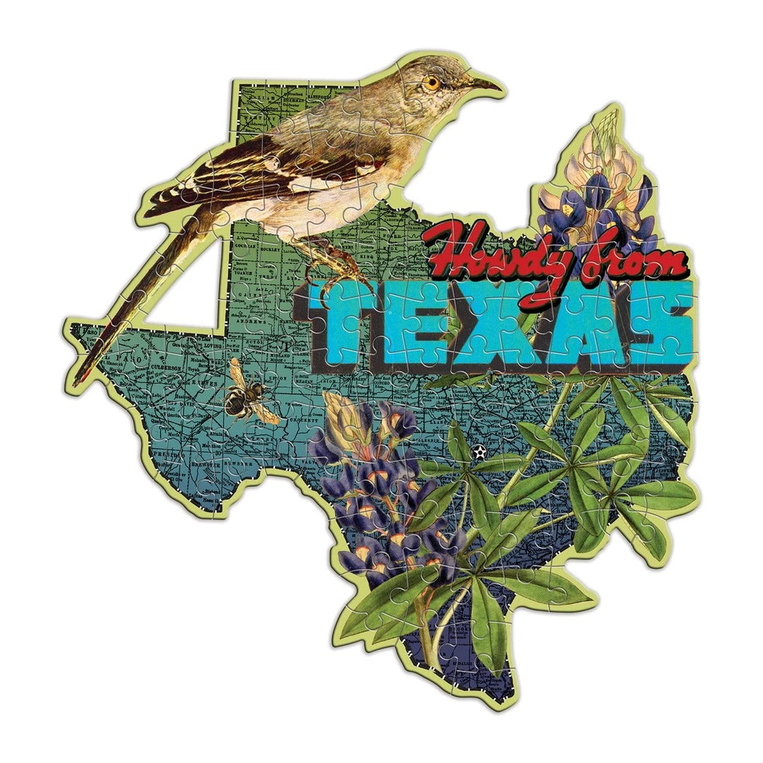 Wendy Gold's Texas Mini Shaped 100 Piece Jigsaw Puzzle - Quick Ship - Puzzlicious.com