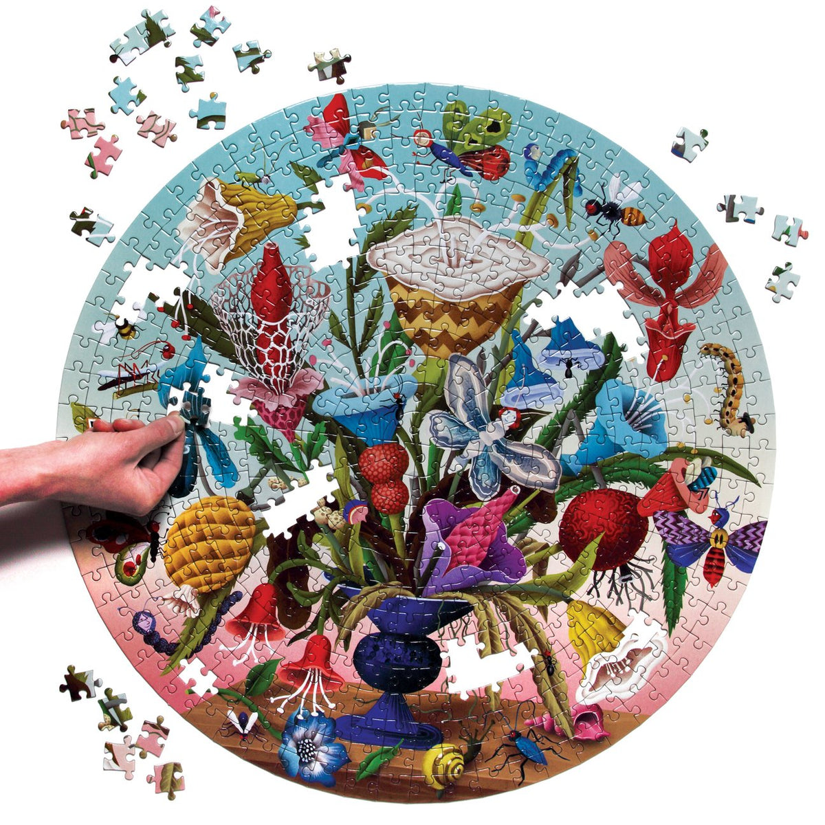 Crazy Bug Bouquet 500 Piece Round Puzzle - Quick Ship - Puzzlicious.com